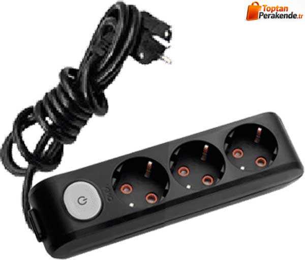 Viko Multi-Let Üçlü Grup Priz Anahtarlı Topraklı 5 Metre Siyah (Çocuk Korumalı) 90137305